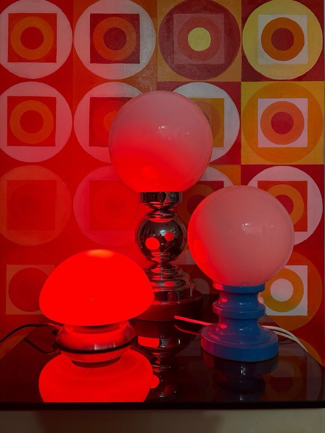 LAMPADA FUNGO ROSSA IN METALLO E CRISTALLO