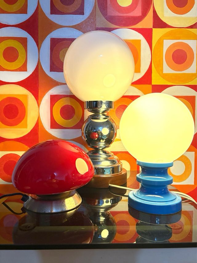 LAMPADA FUNGO ROSSA IN METALLO E CRISTALLO