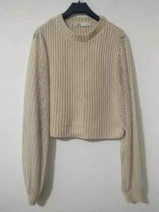 Jersey Zara Beige Manga Transparente