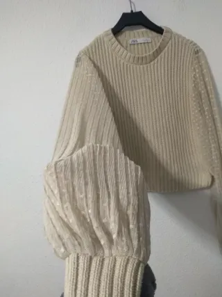 Jersey Zara Beige Manga Transparente