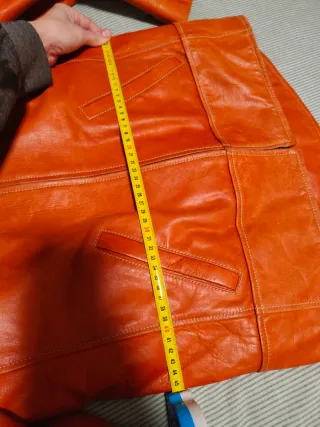 Cazadora de piel mujer naranja