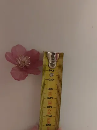 Pendientes clip flor rosa y dorado