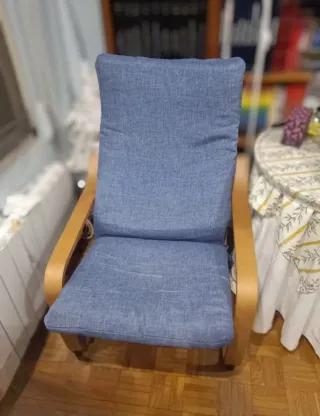 Pareja Sillones Poang Tela y Madera