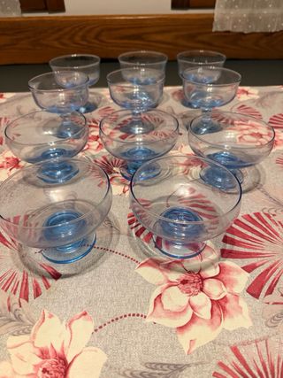 Servizio 11 coppe dessert blu trasparenti