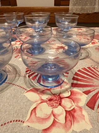 Servizio 11 coppe dessert blu trasparenti