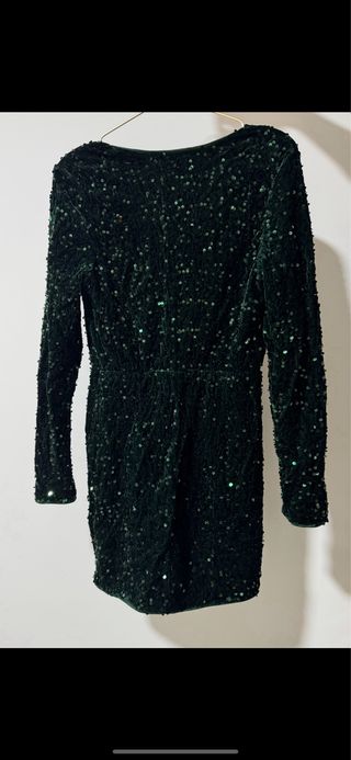 Vestido lentejuelas verde manga larga