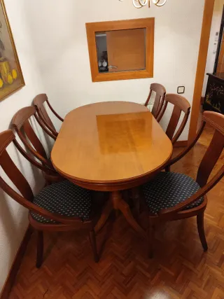 Mesa de comedor extensible madera maciza clásica