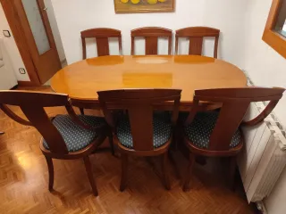 Mesa de comedor extensible madera maciza clásica