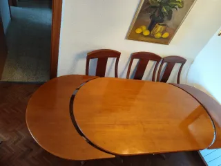 Mesa de comedor extensible madera maciza clásica