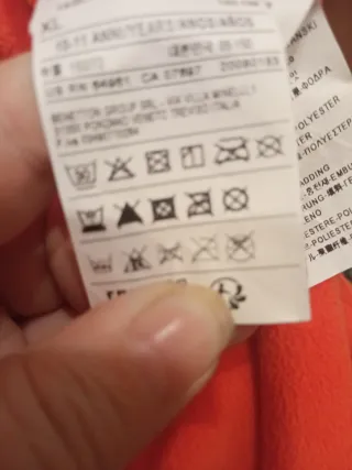 Anorak, chubasquero Benetton verde y naranja