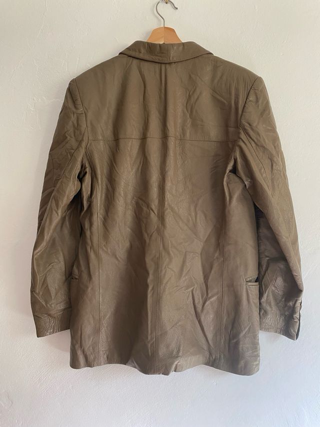 Blazer de piel vintage mujer marrón