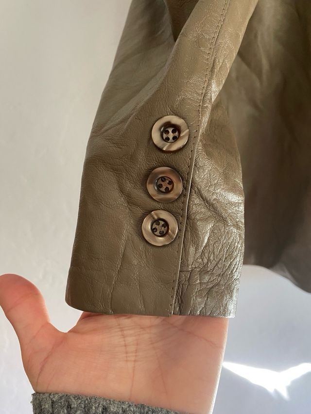 Blazer de piel vintage mujer marrón