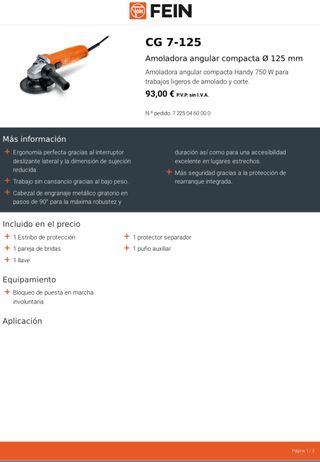 Mini amoladora Fein CG 7-125