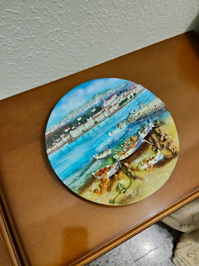 Plato decorativo porcelana escena marinera
