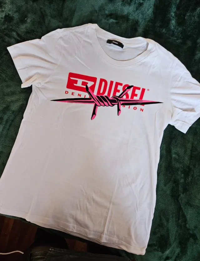 T-shirt Diesel bianca con stampa