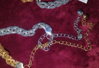 Collares largos trenzados metalizados oro y plata