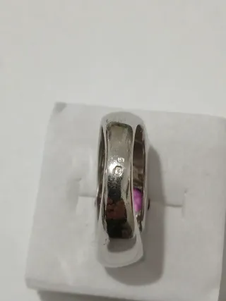 Anel Prata Portuguesa Pedra Lilás com contrastes