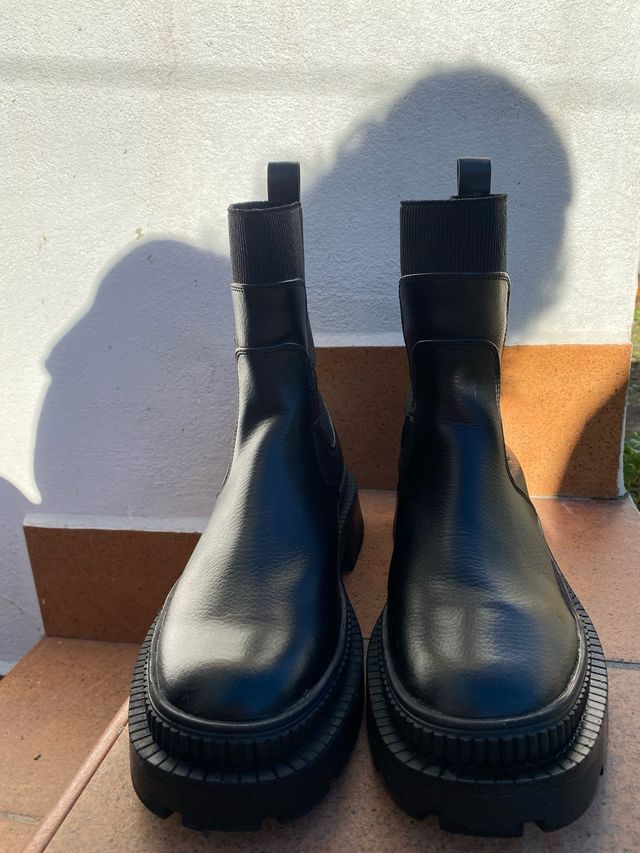 Botín calcetín plataforma track Mango negro