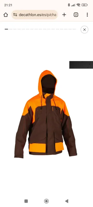 Chaqueta caza alta visibilidad naranja/marrón