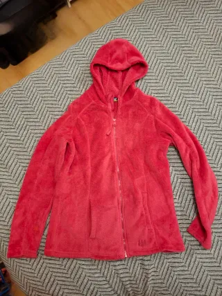 Chaqueta polar con capucha rosa talla M