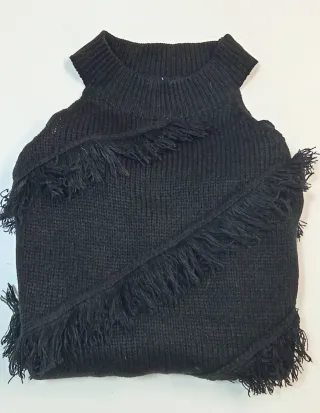 Jersey de punto negro con flecos Talla S