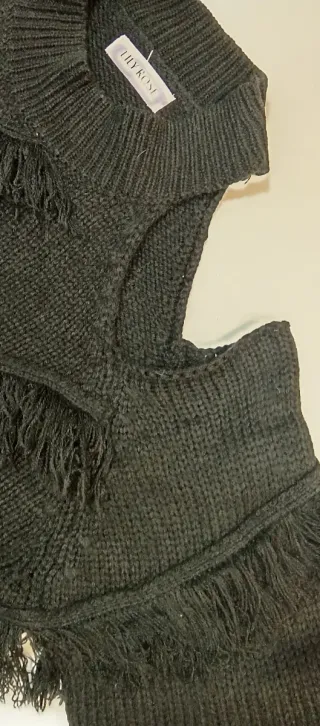 Jersey de punto negro con flecos Talla S