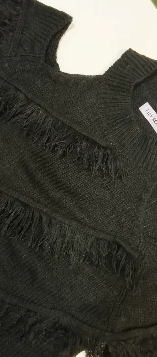 Jersey de punto negro con flecos Talla S