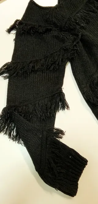 Jersey de punto negro con flecos Talla S