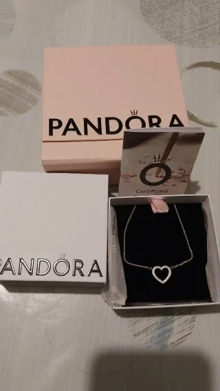 Collana Pandora Cuore Argento con zirconi