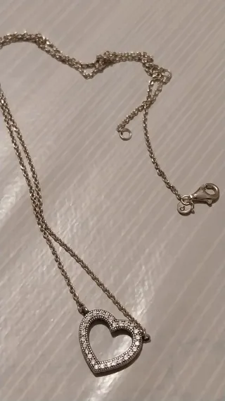 Collana Pandora Cuore Argento con zirconi