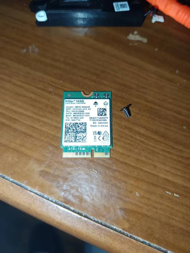 Killer 1650i WiFi 6 Intel AX201 Tarjeta