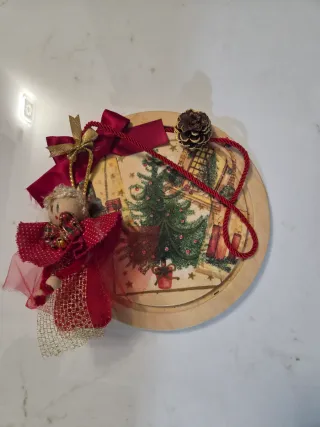 Tagliere Legno  Natale Decorato Angelo