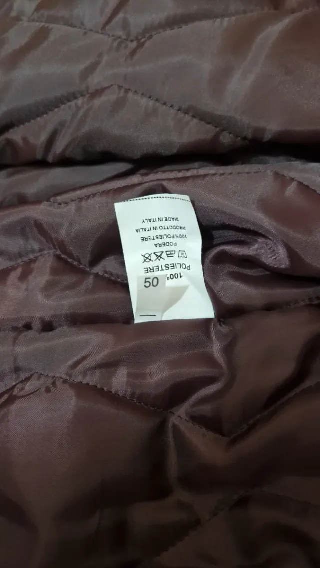 Giaccone donna con pelliccia, color melanzana