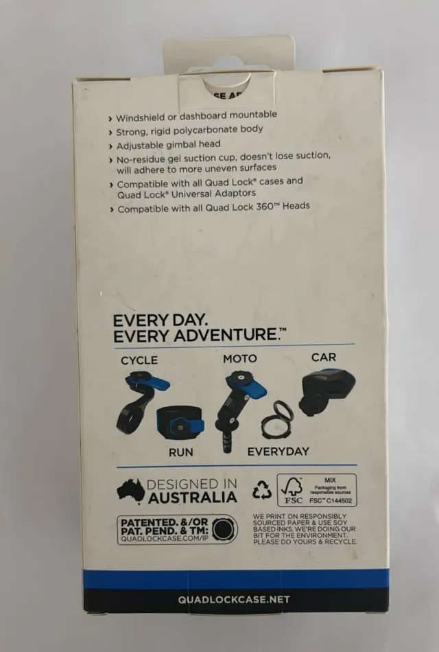 Suction Windscreen/ Dash Mount Quad Lock