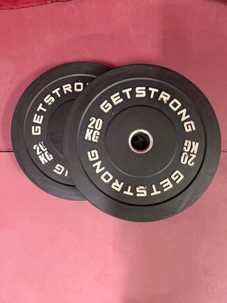 par de discos 20kg getstrong - barra olímpica
