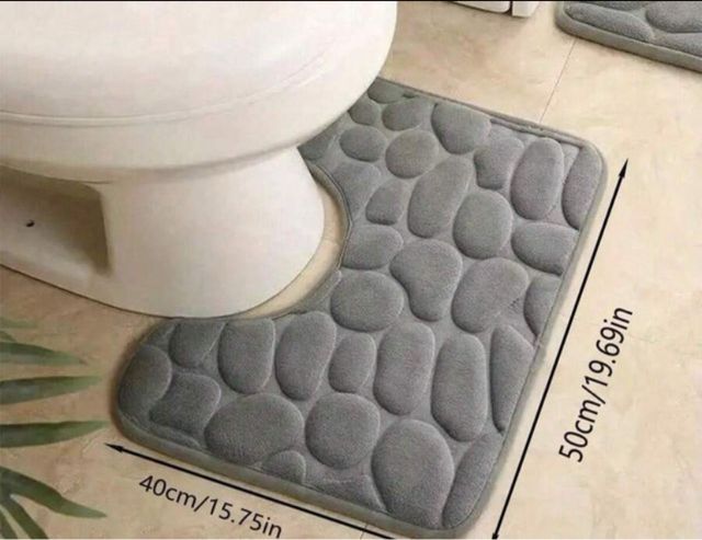 Pack 3 Jogo de tapetes de banheiro cinza