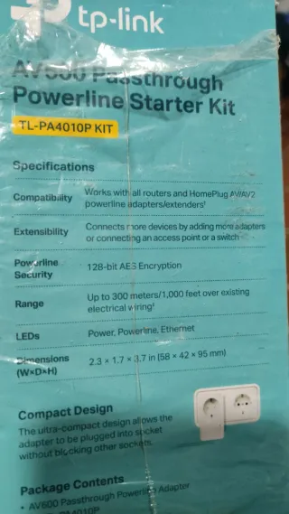 TP-Link AV600 Powerline Kit TL-PA4010P adaptadores