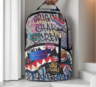 Zaino stile Sprayground Shark Bite mouth grigio