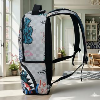 Zaino stile Sprayground Shark Bite mouth grigio