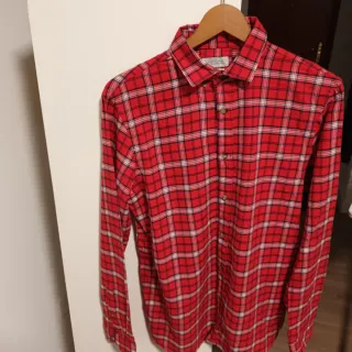 Camisa dealgodon cuadros Zara roja