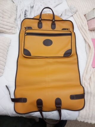 Portatrajes piel amarillo marrón vintage sin uso