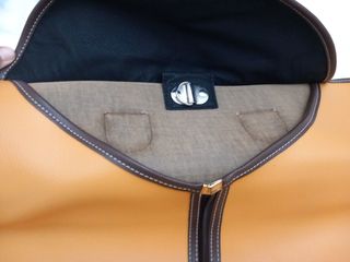 Portatrajes piel amarillo marrón vintage sin uso