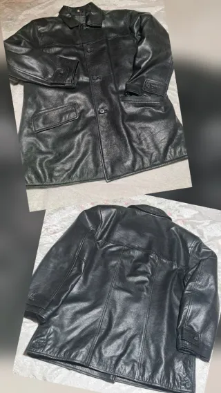 Chaquetón de Piel Genuina Negro