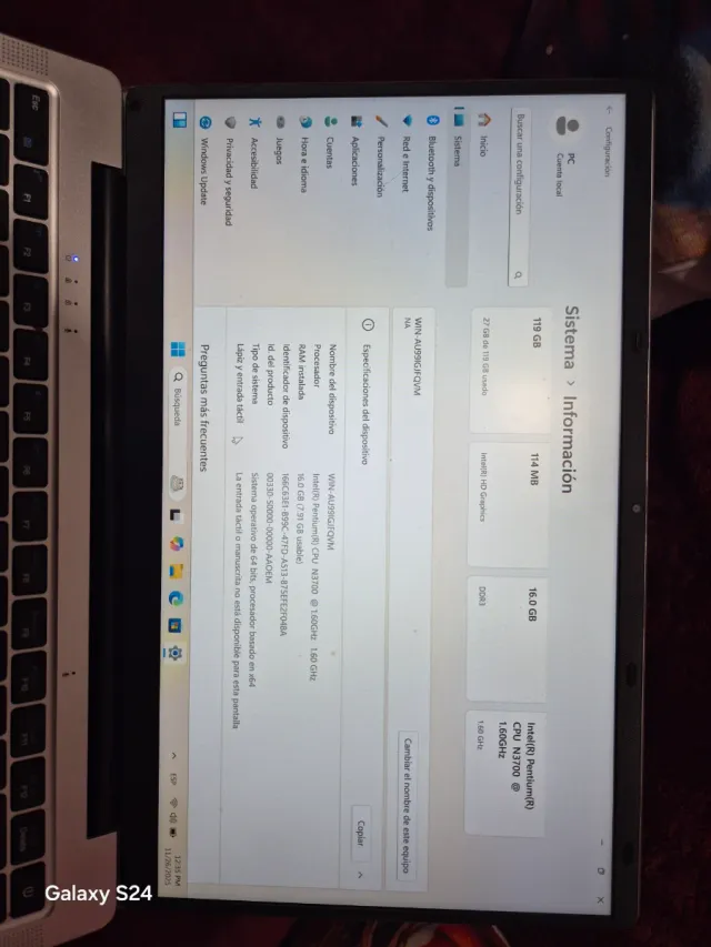 Portátil Galaxy Plata y Negro