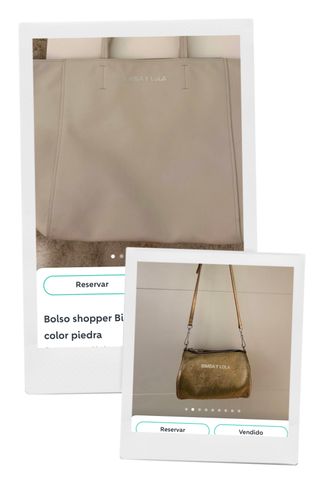 Lote Bolso Bimba y Lola piel piedra + bolso dorado