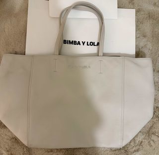 Lote Bolso Bimba y Lola piel piedra + bolso dorado