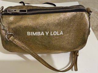 Lote Bolso Bimba y Lola piel piedra + bolso dorado