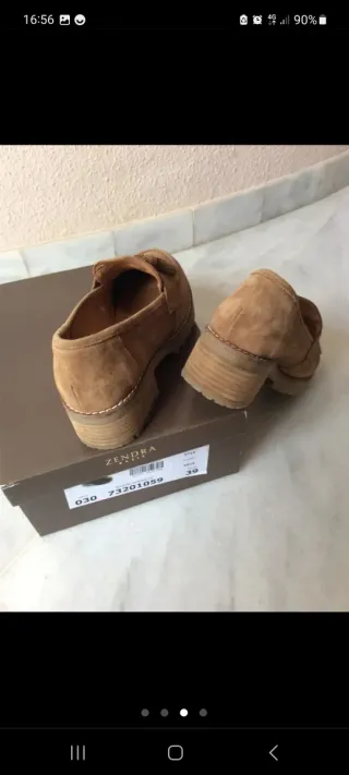 Mocasines ante ZENDRA beige/marrón talla 39