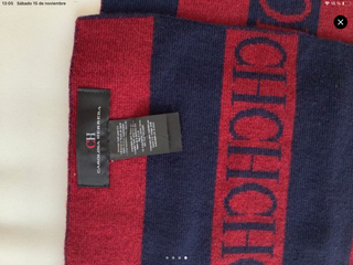 Bufanda Lana Carolina Herrera Rayas Azul/Rojo