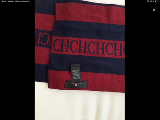 Bufanda Lana Carolina Herrera Rayas Azul/Rojo